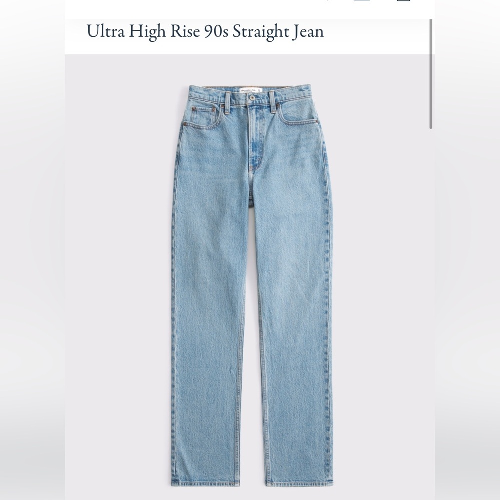 Abercrombie & Fitch Ultra High Rise 90s Straight Jeans - Light Blue